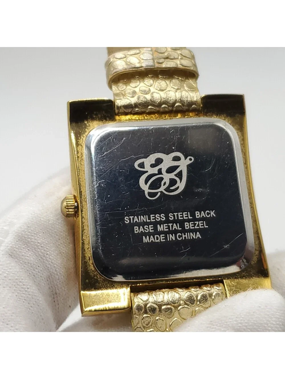 Elizabeth Taylor Quartz Womens Watch 29mm Square Gold Tone New Battery